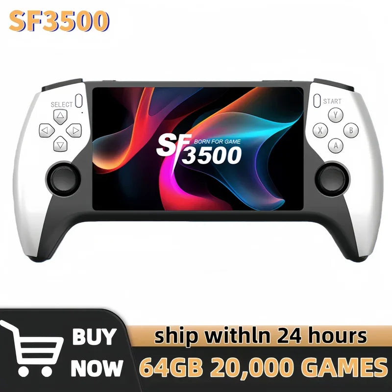 New SF3500 Retro Handheld Video Game Console Linux System 5.0 Inch 854*480 IPS Screen 3000mAh Portable Pocket Video Player Games