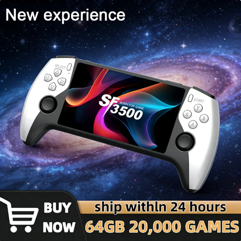 New SF3500 Retro Handheld Video Game Console Linux System 5.0 Inch 854*480 IPS Screen 3000mAh Portable Pocket Video Player Games